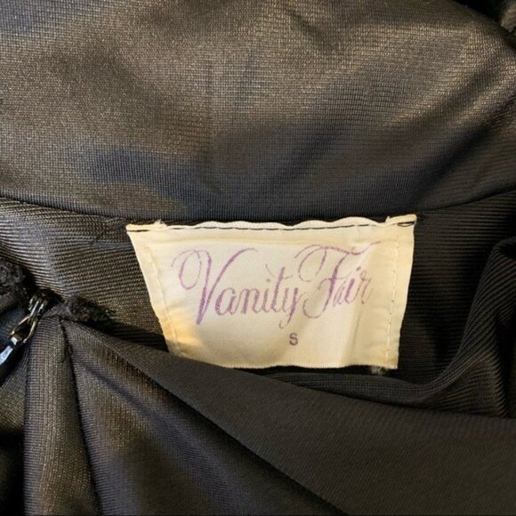 Vanity Fair Vintage Black Gown small. Long sleeve, belted, collared front zipper - Picture 9 of 12